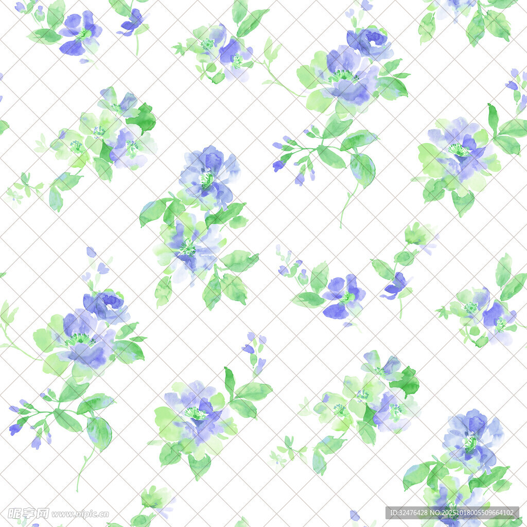 蓝绿花卉图案背景