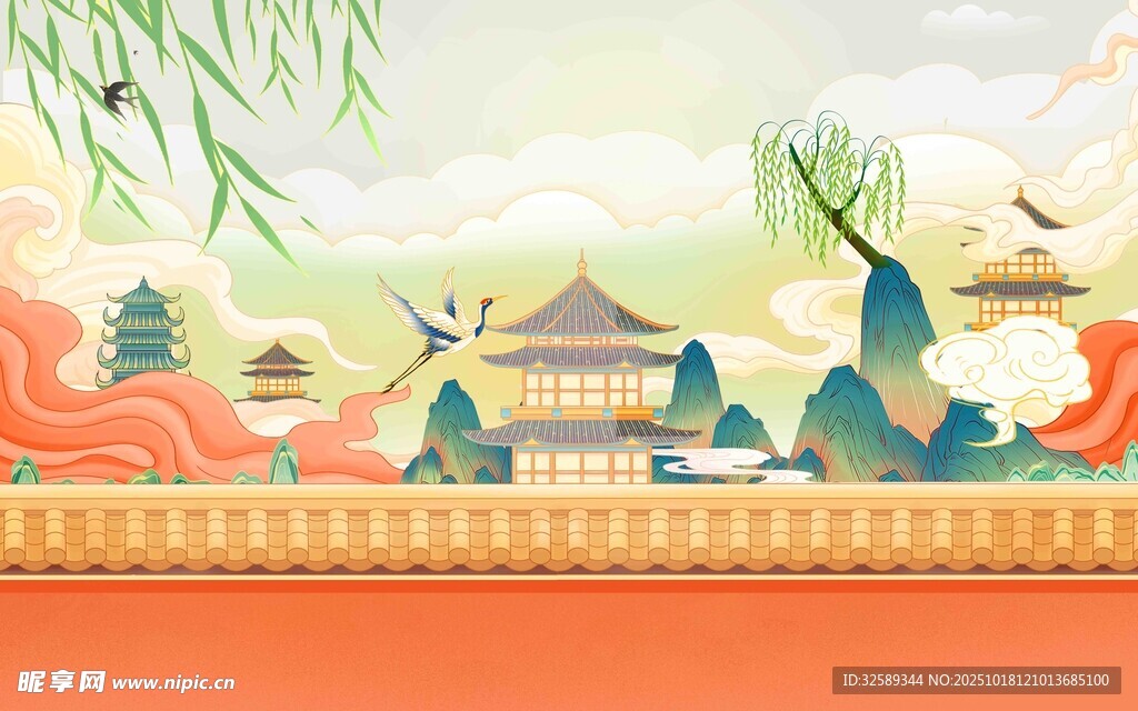 古风中式风景插画