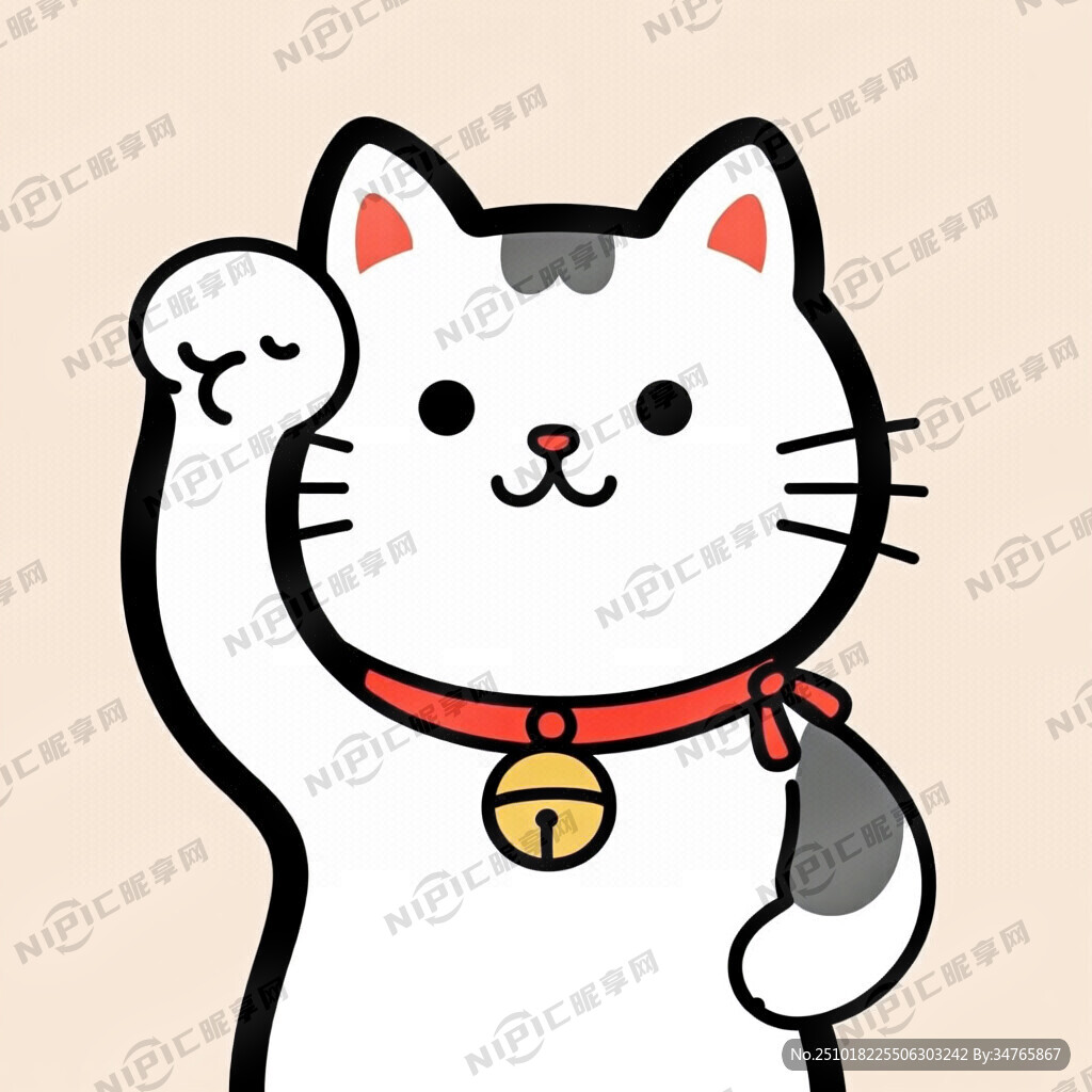 设计一个猫咪左手握拳向上举
