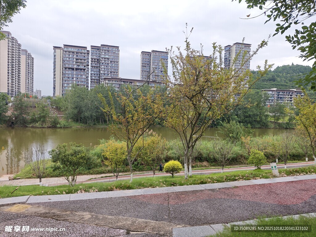 城市湖畔风景宜人