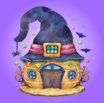 魔法女巫小屋插画