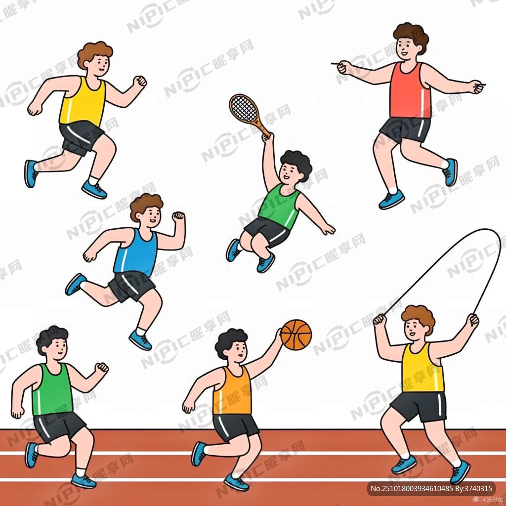生成一张运动会 跑步 跳绳