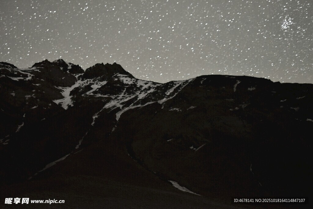 雪山夜空下的璀璨繁星