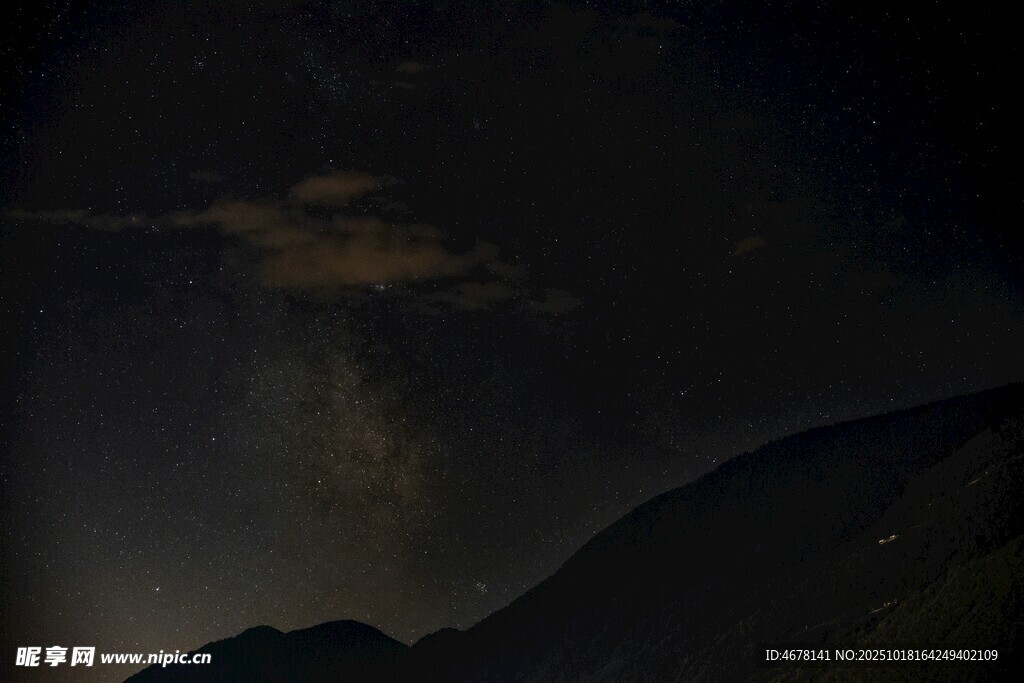 夜空下的山峦与璀璨星河