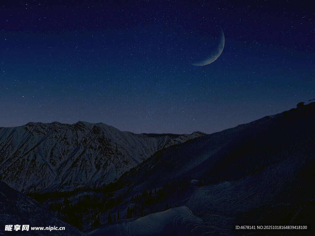 山间夜月景