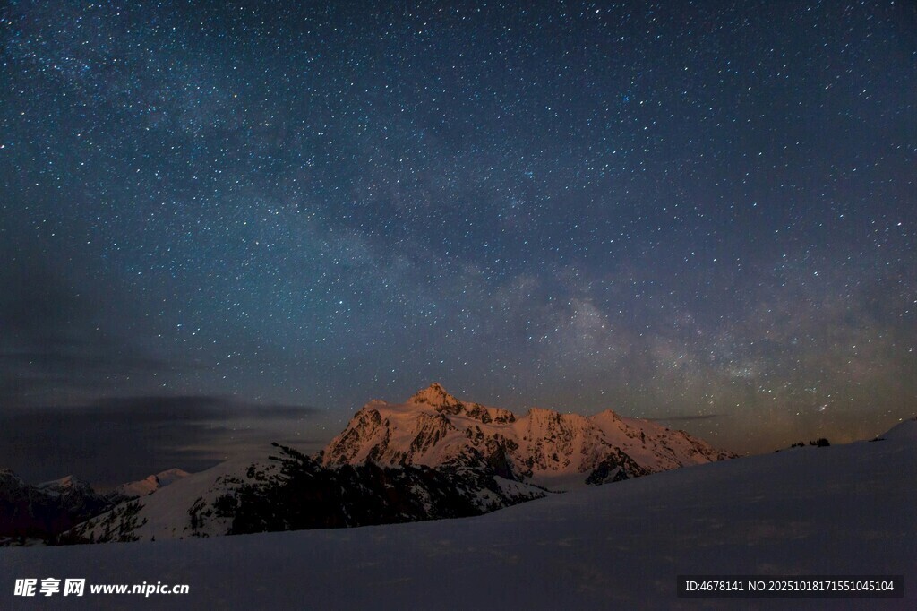 雪山星空下的壮丽美景