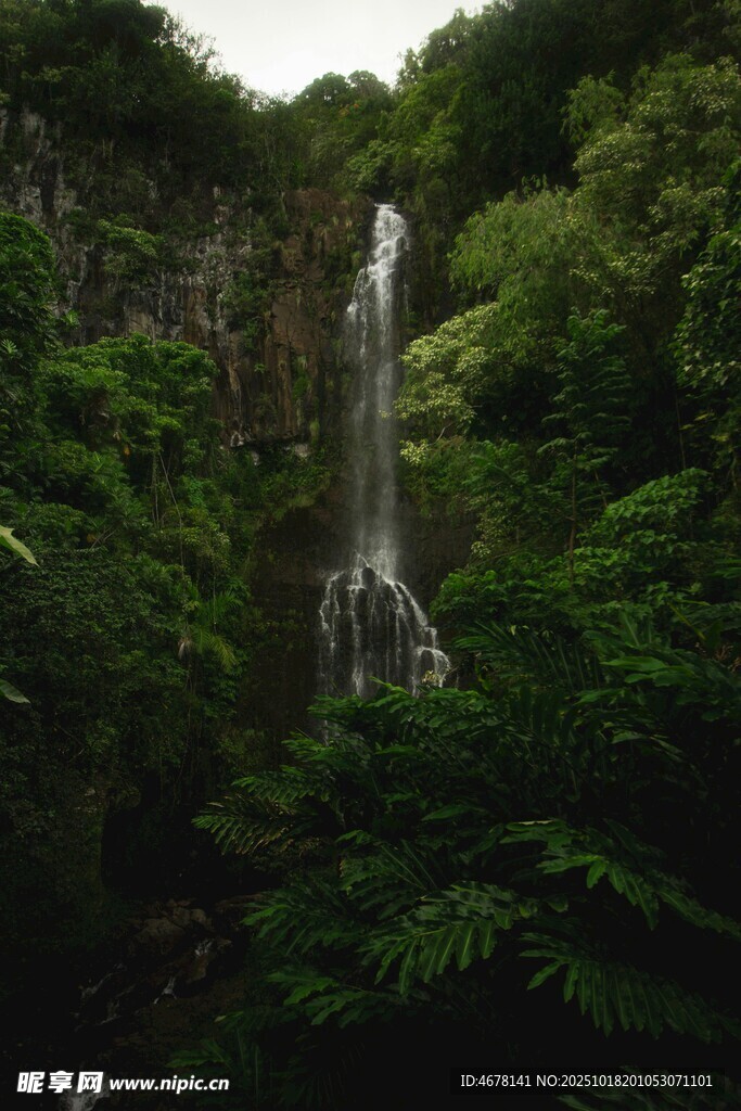山林间的秀丽瀑布景观