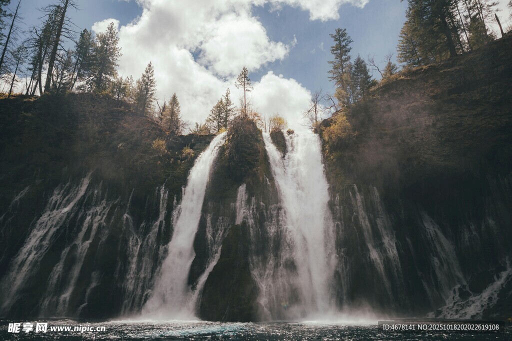 壮观山林瀑布美景