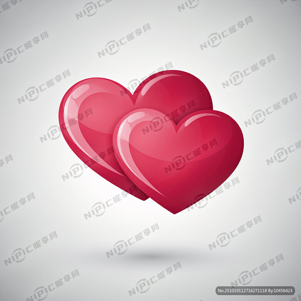 两个抱在一起的矢量爱心图
