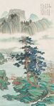 水墨山水间的孤松景致