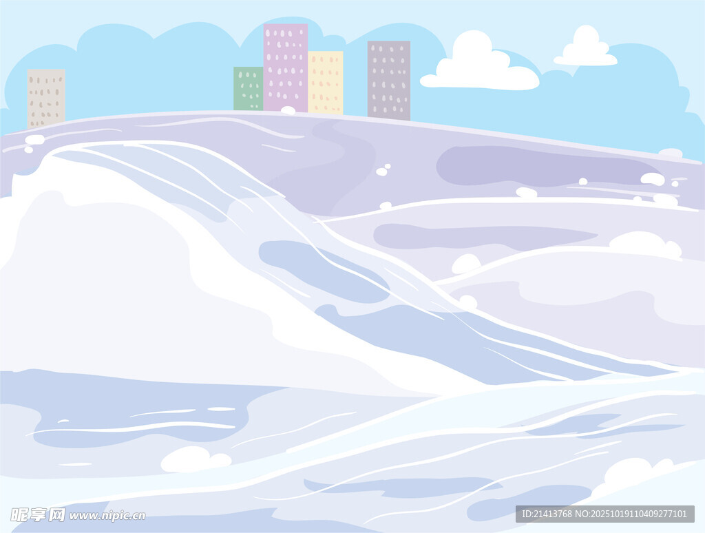 冬日冰雪覆盖的城市景观