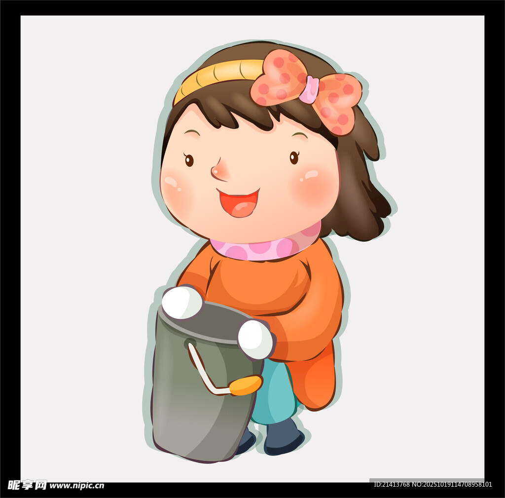 可爱女孩抱圆筒