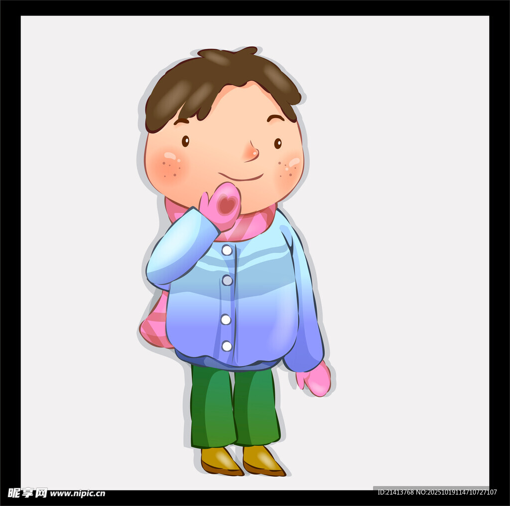 可爱男孩手拿粉色物品