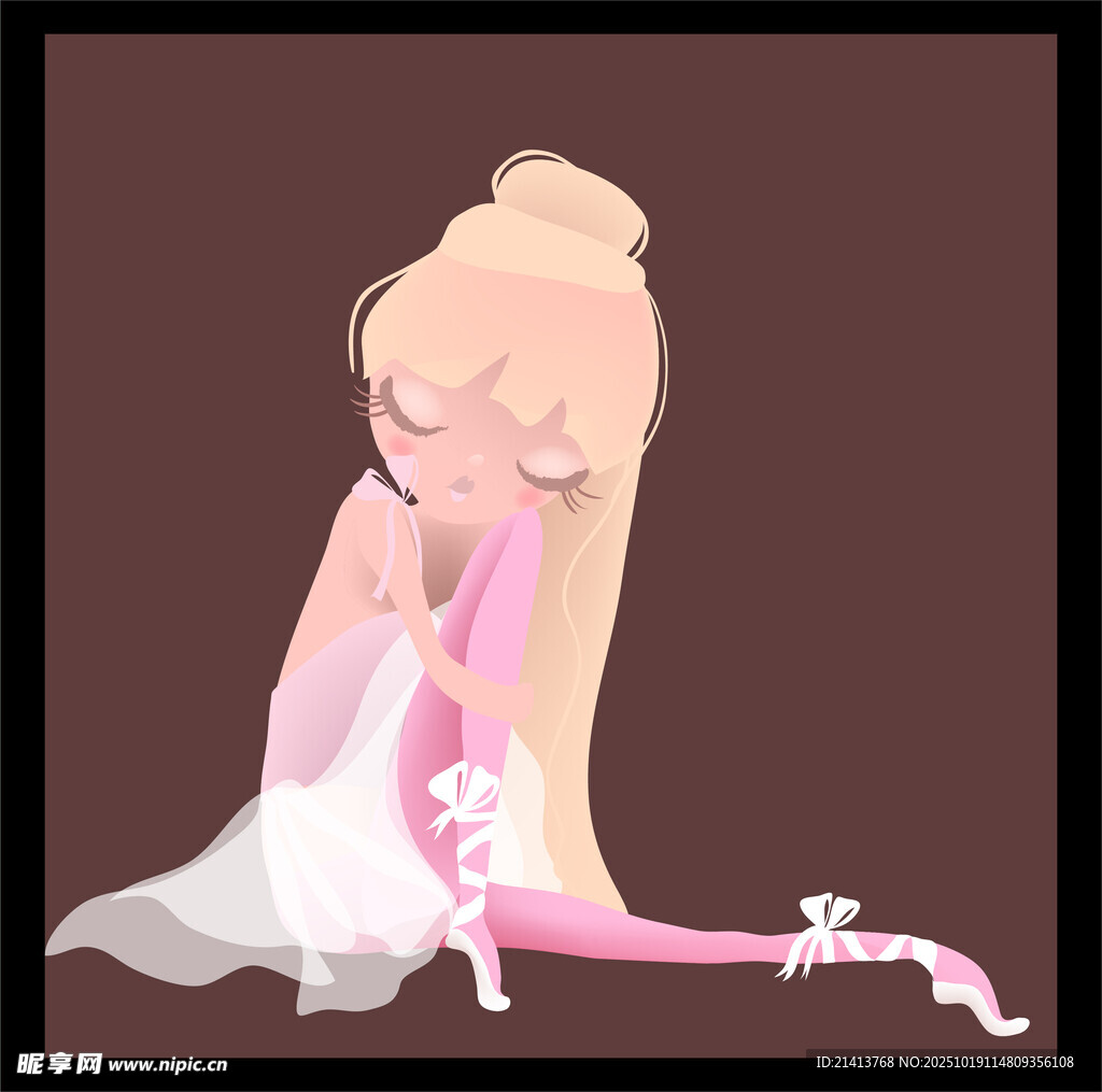 粉色系长发少女优雅姿态