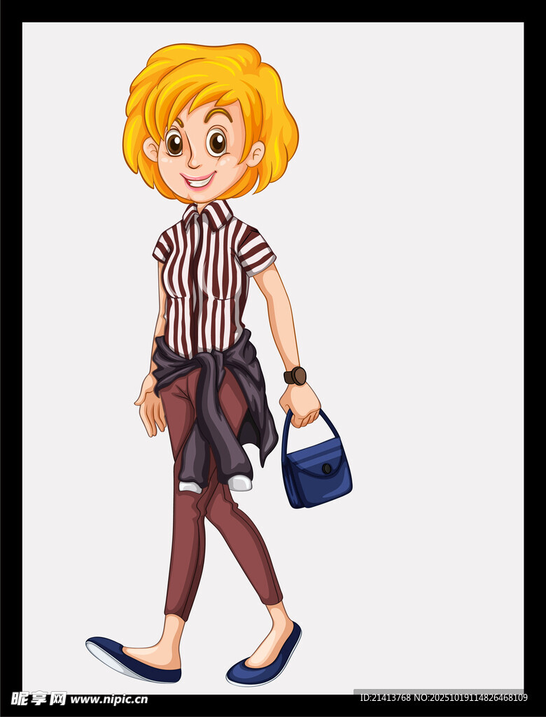 时尚女孩出行插画