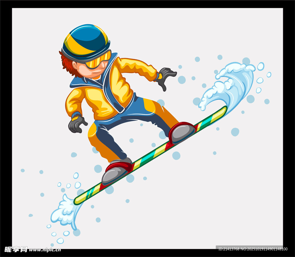 滑雪者动感滑行瞬间