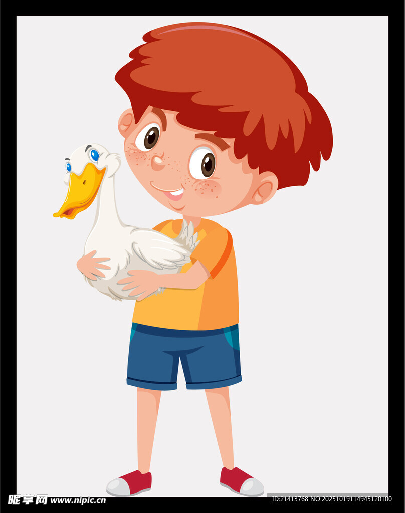 小男孩与小鸟亲密互动