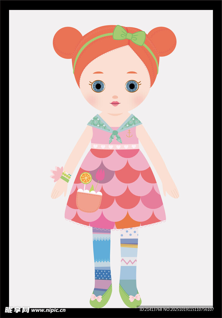 可爱双马尾小女孩插画