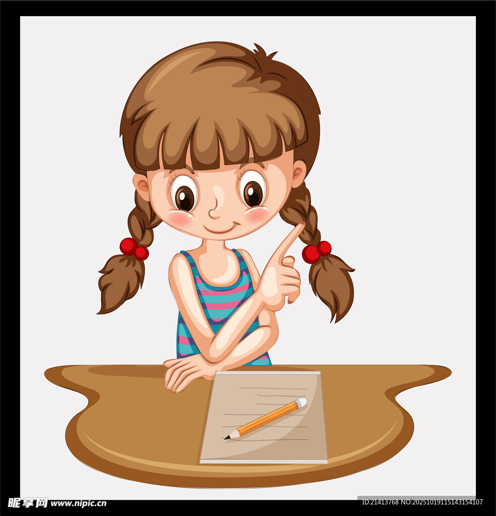 小女孩专注画画
