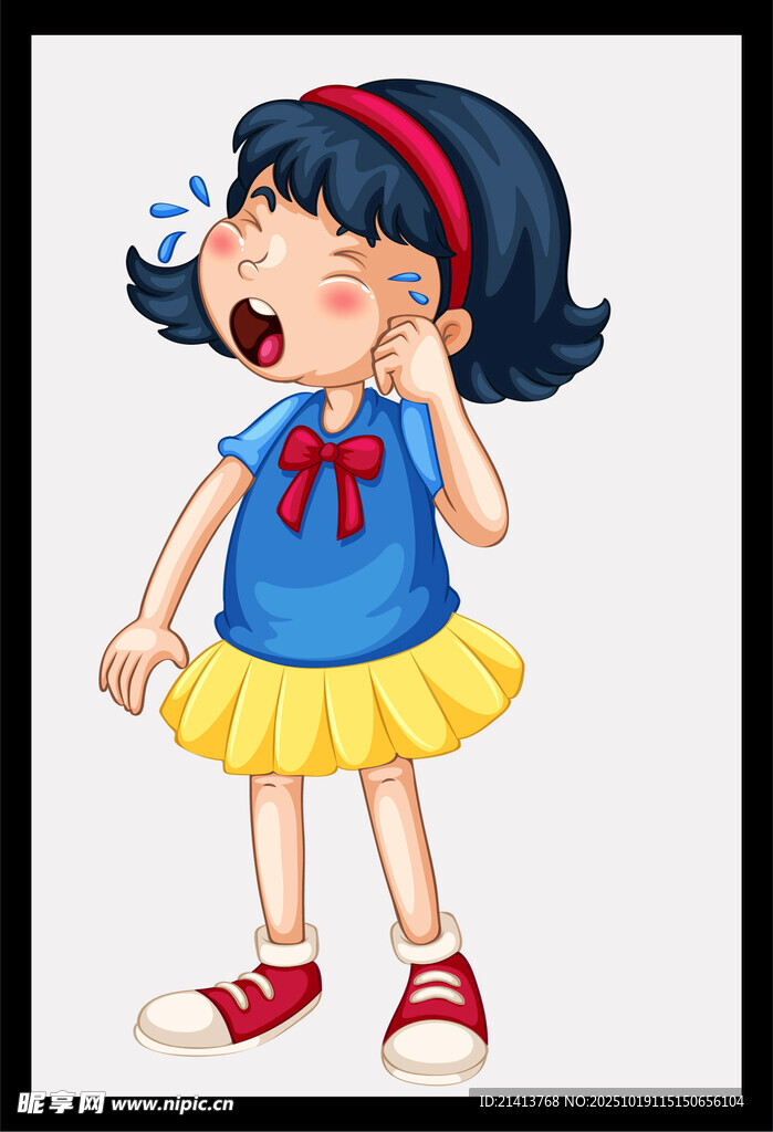 打哈欠的可爱小女孩