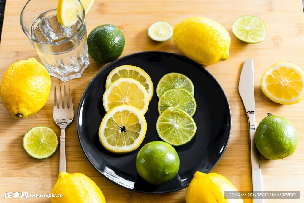柠檬青柠摆盘美食画面