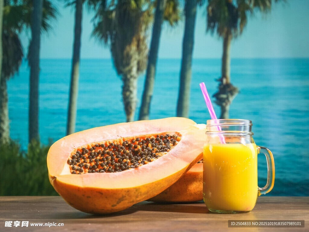 木瓜与果汁的夏日风情