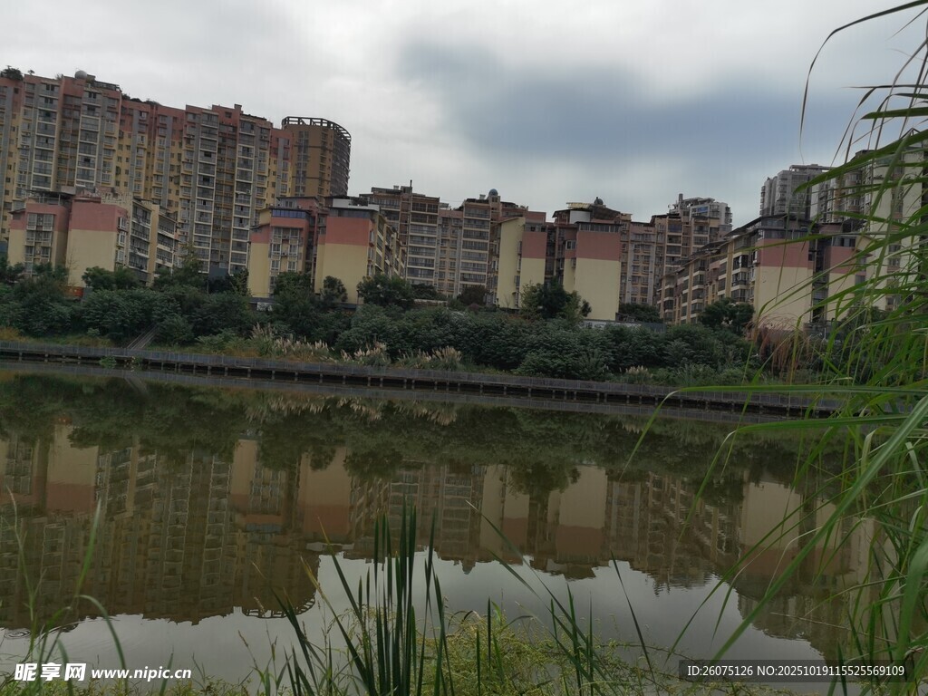 湖畔居民区风景