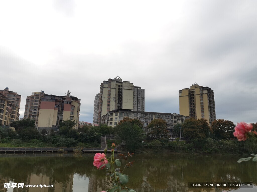 湖畔高楼景观