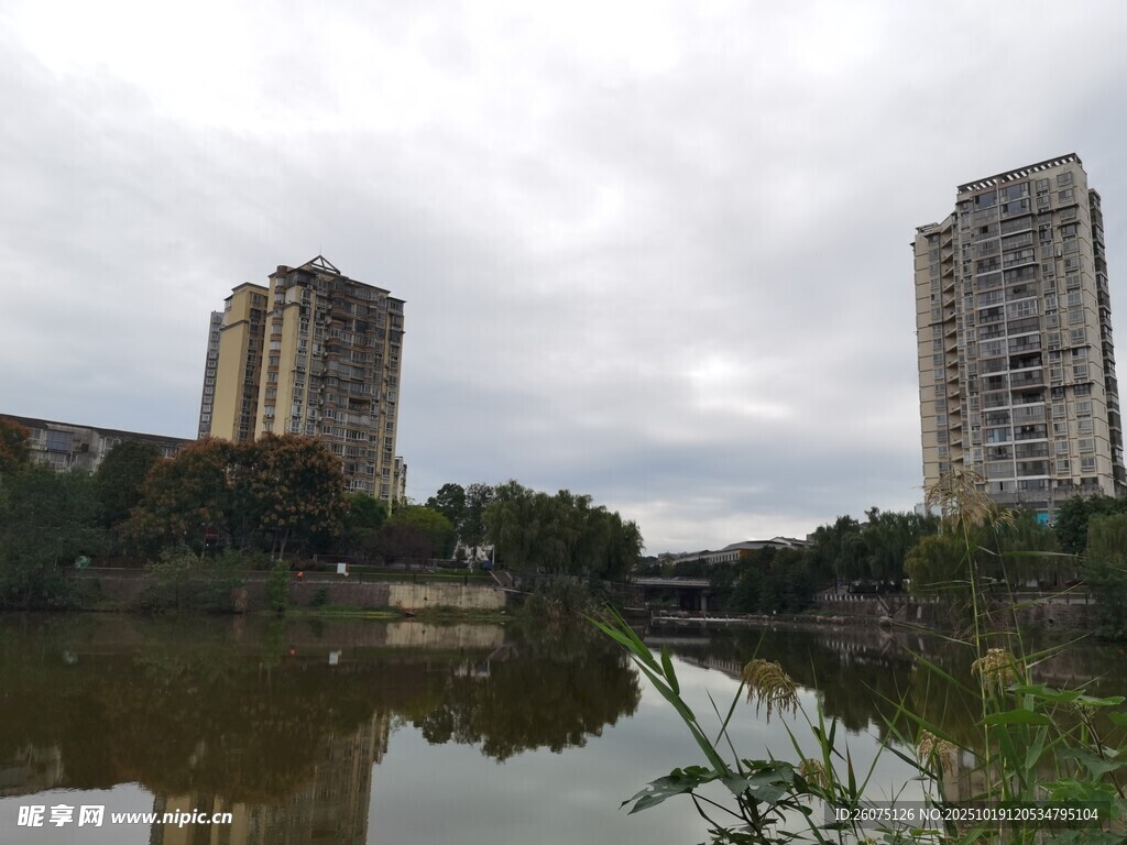 城市河畔高楼景观