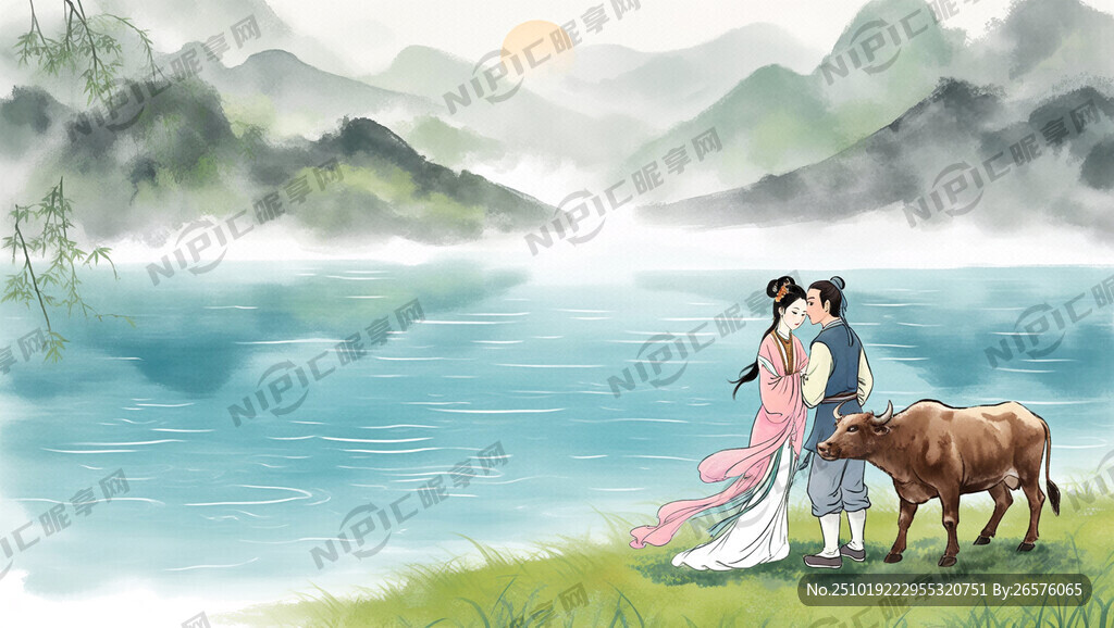 远处的湖面波纹荡漾