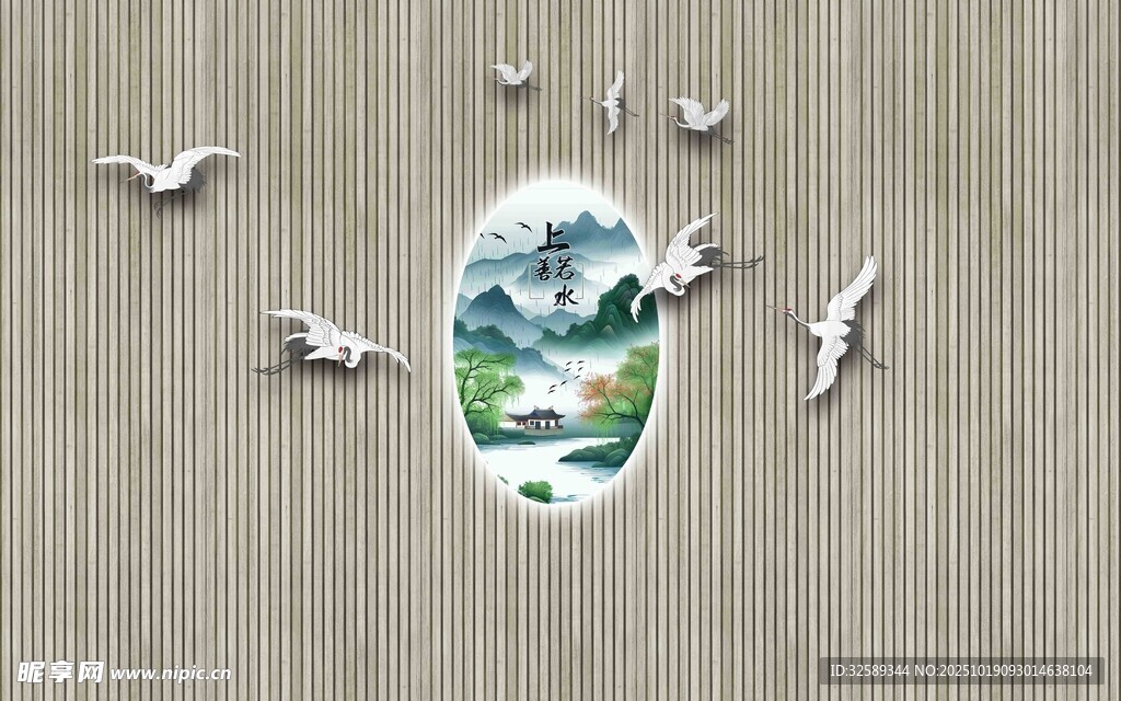 中式山水画卷背景图