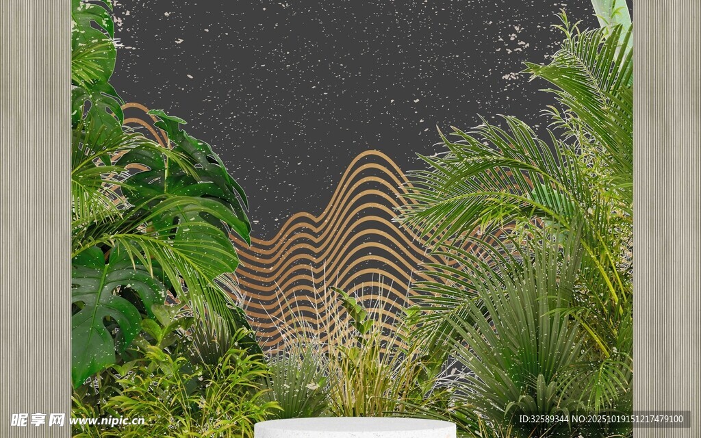 热带绿植环绕的户外景观