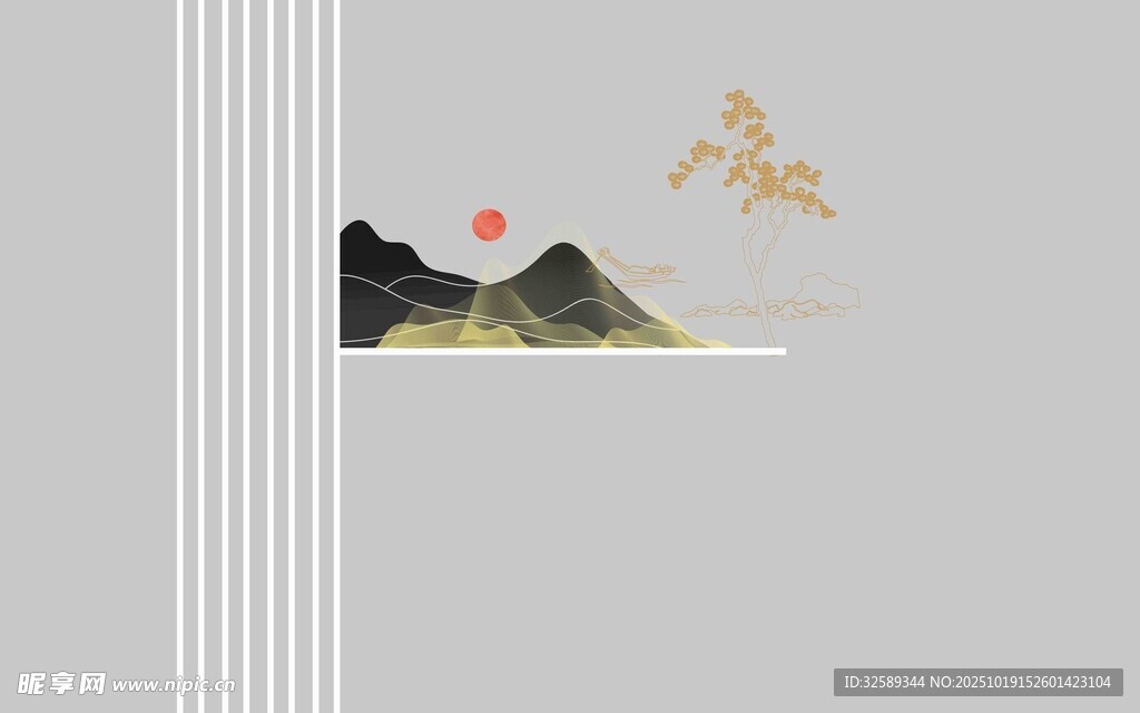 中式山水意境封面设计