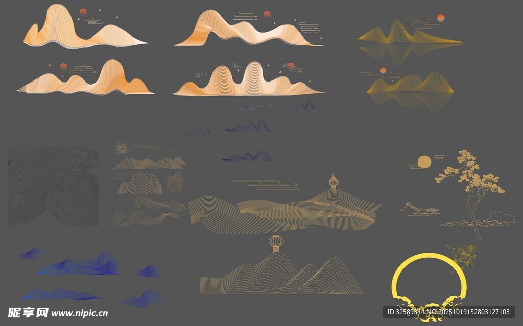 多样山峦矢量插画素材