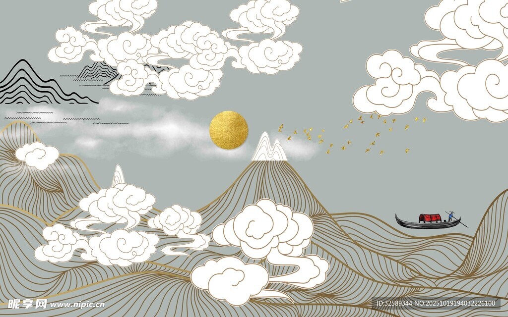 中式山水意境图