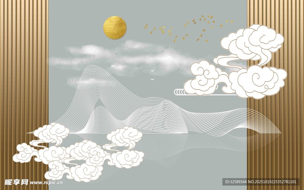 中式月夜繁花意境图