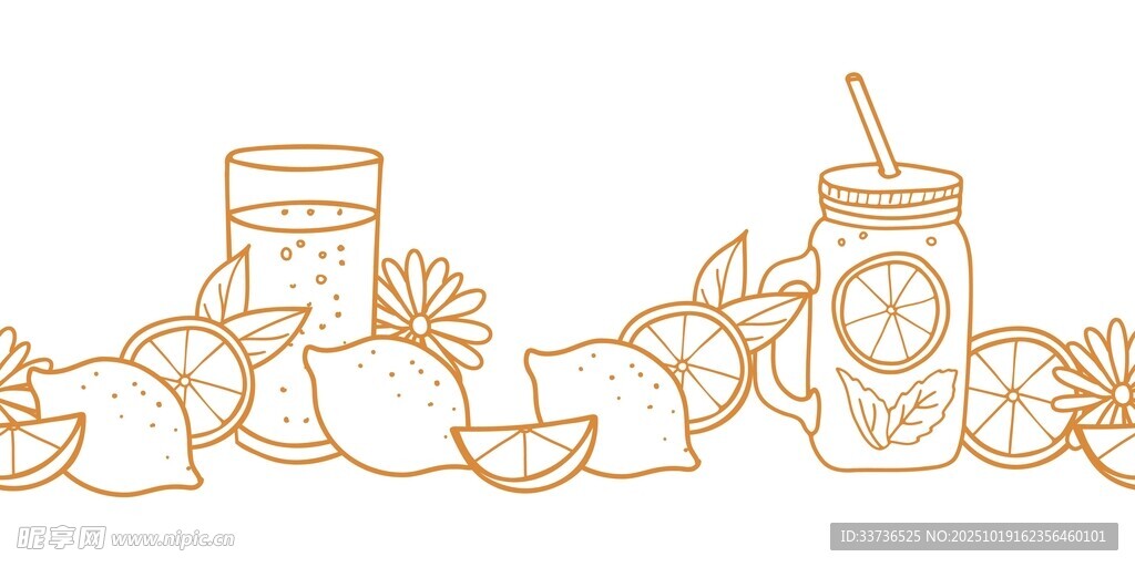 手绘水果饮品插画