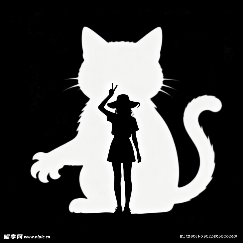 剪影猫猫图