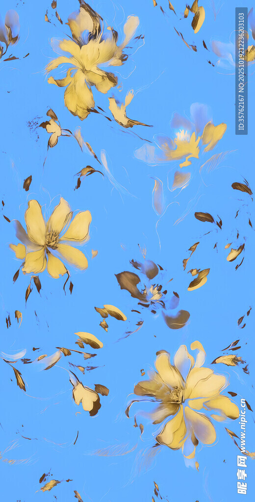 蓝天中飞舞的黄色花瓣