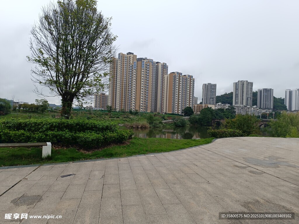 城市中开阔的绿地景观