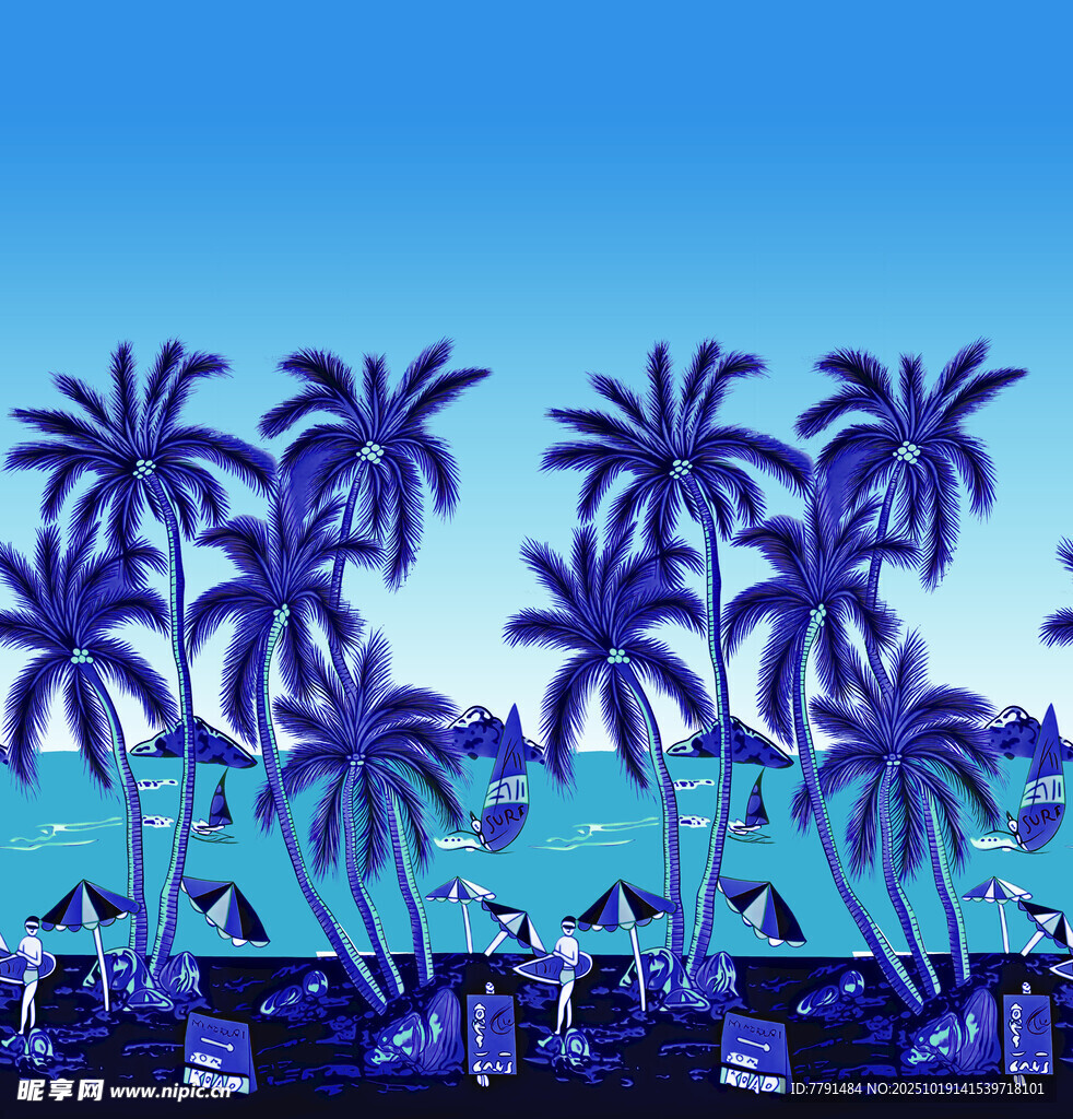 海边椰树剪影美景