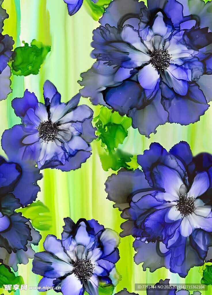 蓝紫花卉图案背景