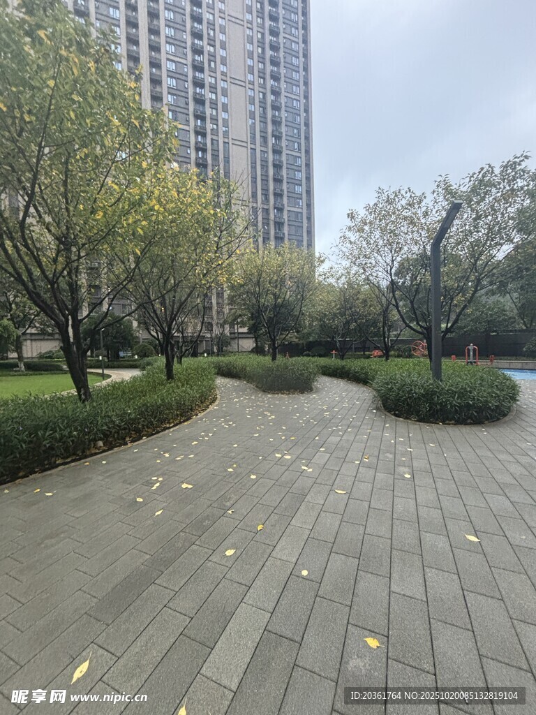 城市公园的宁静步道