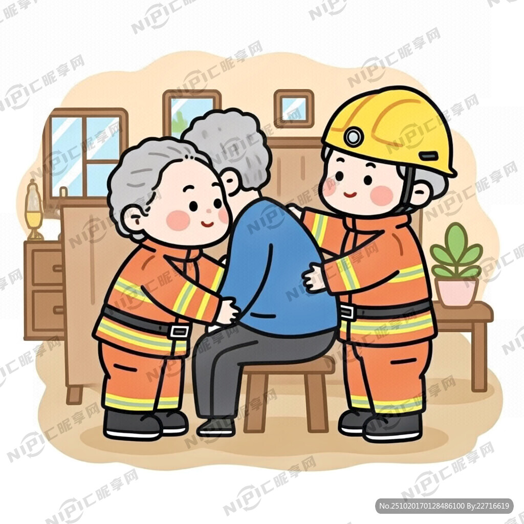 消防人员帮助老年人解决困难