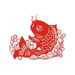 鲤鱼剪纸矢量素材