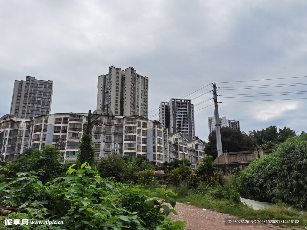 城郊住宅区与绿植景观
