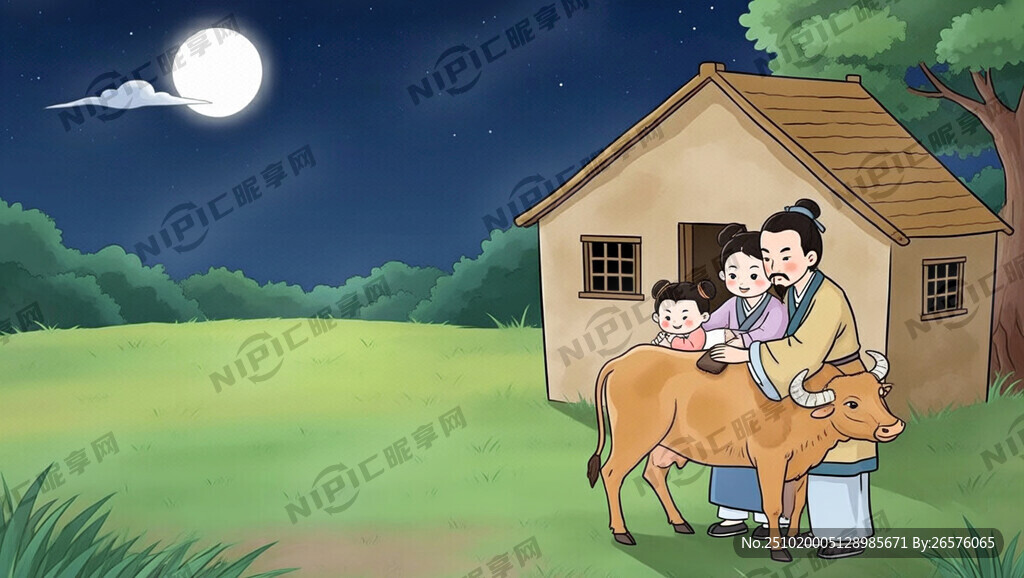 夜晚 明月朗照