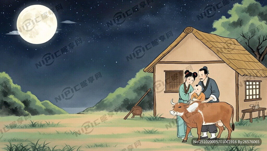 夜晚 明月朗照