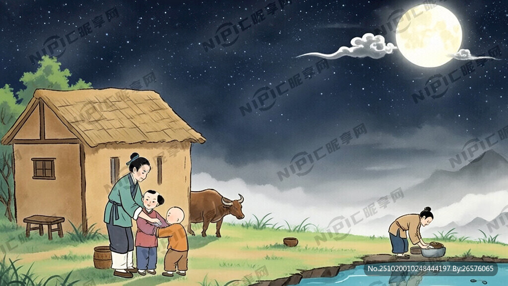 夜晚 明月朗照