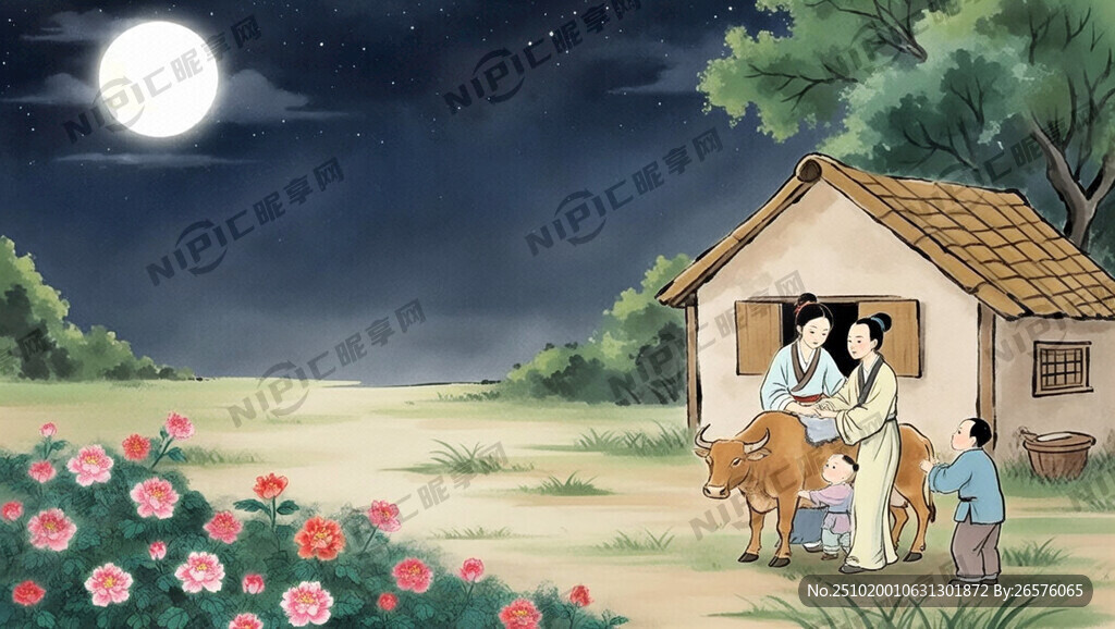 夜晚 明月朗照